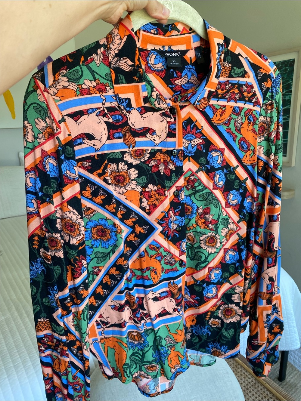 Monkl Vibrant Floral & Animal Print Button-Up Blouse - Multicolor